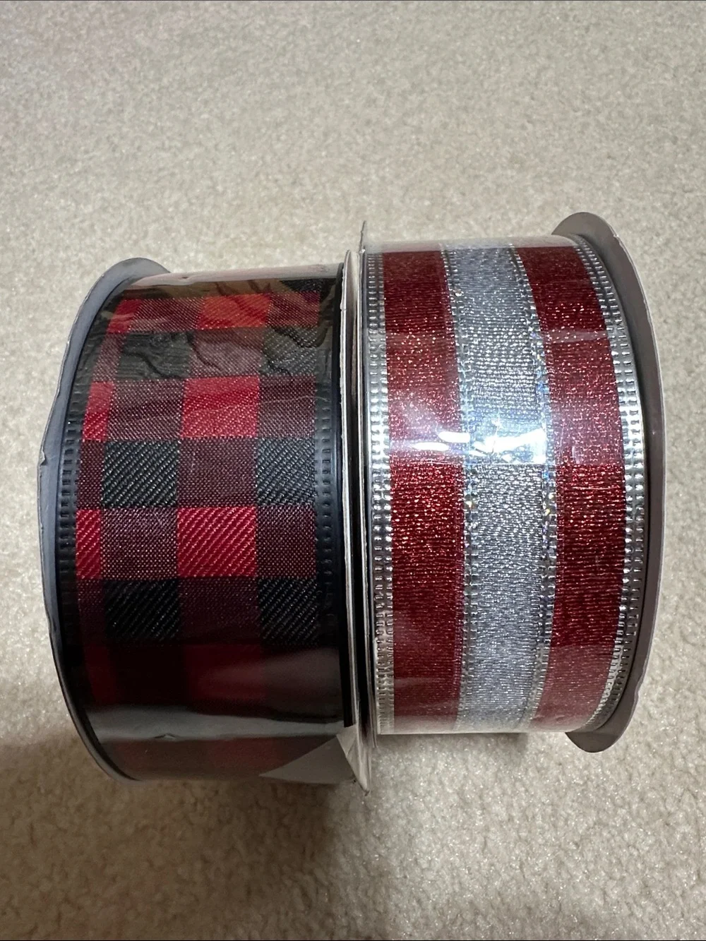 Holiday Time 2in Ribbon Spools - Red Tops with Multi-Color Ribbon